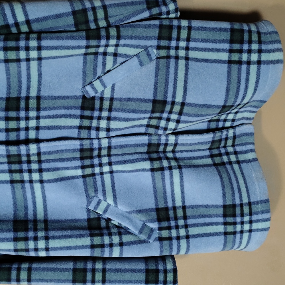 D & Co Blue Plaid, Hooded, Full Zip/Button, Fleece, Lined Jacket Size M - Picture 5 of 9